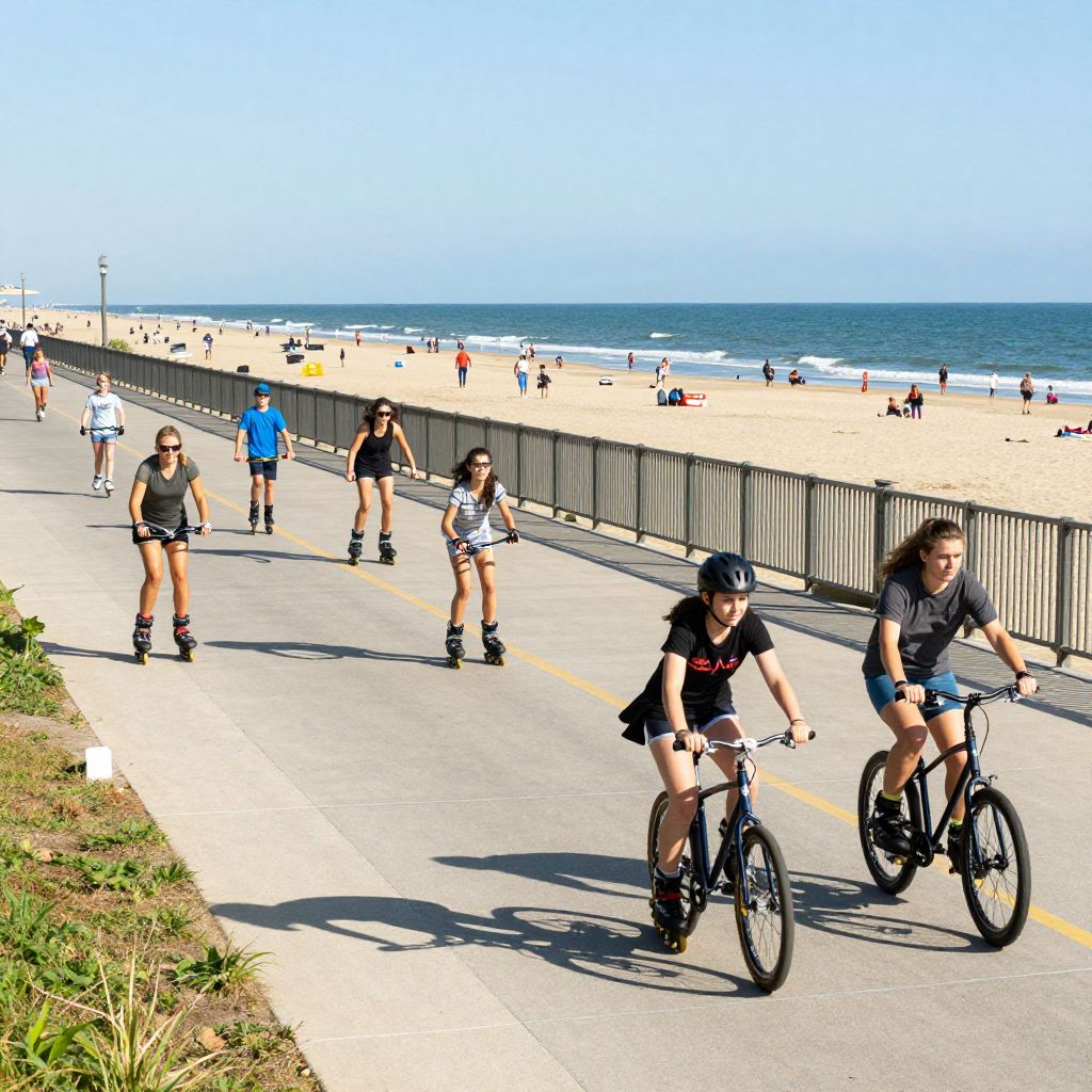 Rollerblading on the Virginia Beach Boardwalk